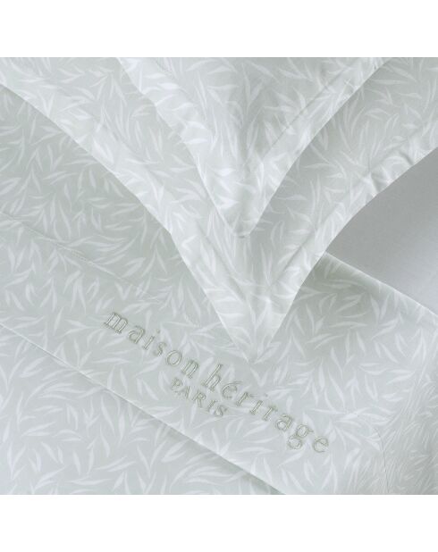 Parure petit drap plat + drap housse + taies rectangles satin de coton Olea europaea vert