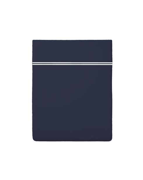 Bettlaken Paris aus Baumwollsatin weiß/dunkelblau - 260x290 cm