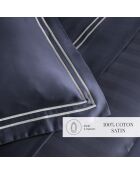 Bettlaken Paris aus Baumwollsatin weiß/dunkelblau - 260x290 cm