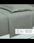Maxi-Bettlaken-Set, Spannbetttuch, quadratische Kissenbezüge, Baumwollsatin, einfarbig, taupefarben, 01