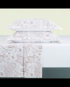 Maxi-Set: Bettlaken, Spannbetttuch, quadratische Kissenbezüge, indischer Baumwollsatin, taupe