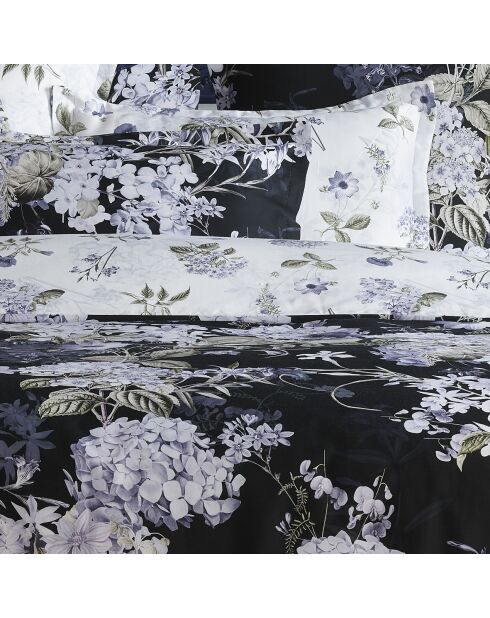 Dunkelblaues Bettbezug-Set aus Baumwollsatin Hortensia