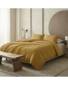 Parure housse de couette gaze de coton Uni jaune 04