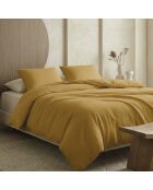 Parure housse de couette gaze de coton Uni jaune 04