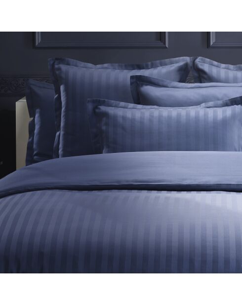Bettlaken aus Baumwollsatin Dobby Stripe Dobby Stripe gewebt blau