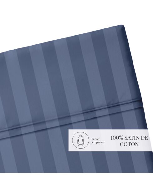 Bettlaken aus Baumwollsatin Dobby Stripe Dobby Stripe gewebt blau