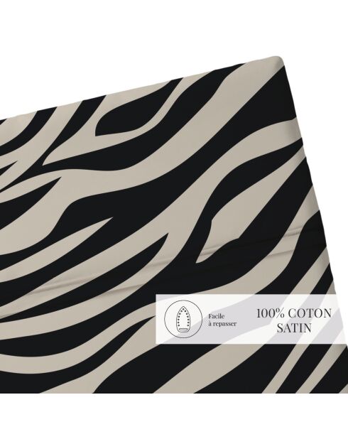Rêves Bettlaken aus Baumwollsatin im Zebra-Design, 240 x 300 cm, schwarz