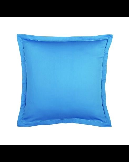 Lot de 2 taies d’oreiller satin de coton unies bleues 05