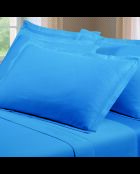 Lot de 2 taies d’oreiller satin de coton unies bleues 05