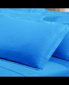 Lot de 2 taies d’oreiller satin de coton unies bleues 05