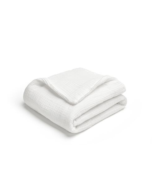Manta de gasa de algodón Uni blanc 02 - 80x120 cm