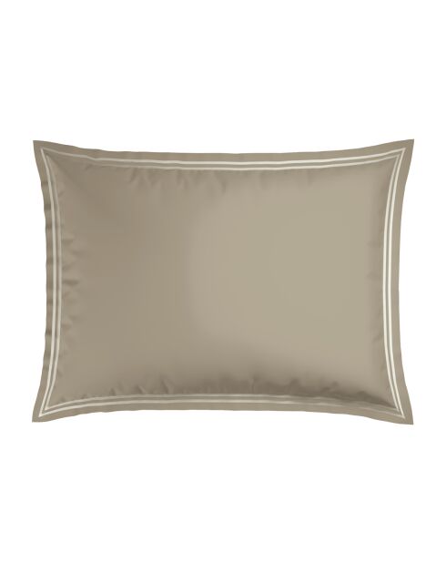Set aus 2 Kissenbezügen aus Baumwollsatin Paris weiß/taupe