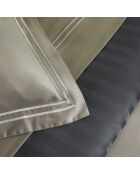 Set aus 2 Kissenbezügen aus Baumwollsatin Paris weiß/taupe