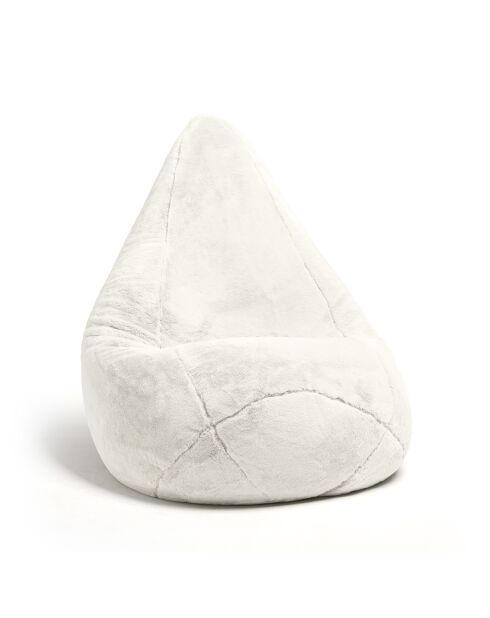 Fodera pouf in pelliccia sintetica bianca tinta unita - 130x80 cm