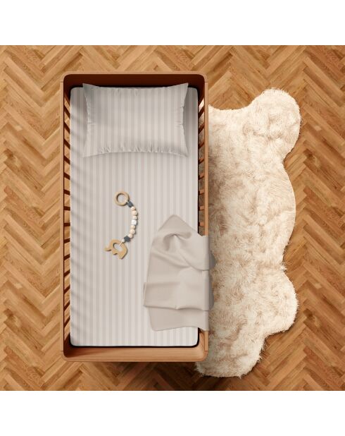 Juego de funda de edredón para bebé, satén de algodón, tejido a rayas Dobby Baby, color topo