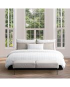 Wit/taupe dekbedset van geruite katoensatijn
