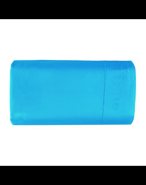Einfarbiges blaues Bettlaken aus Baumwollsatin 05