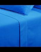 Einfarbiges blaues Bettlaken aus Baumwollsatin 05