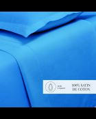 Einfarbiges blaues Bettlaken aus Baumwollsatin 05