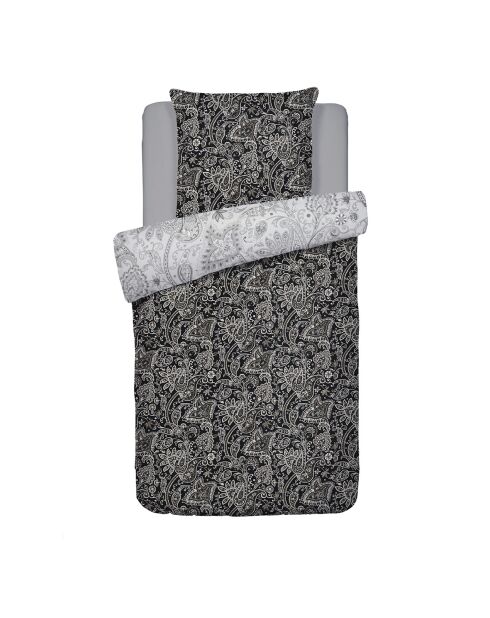 Parure housse de couette satin de coton Indienne noire