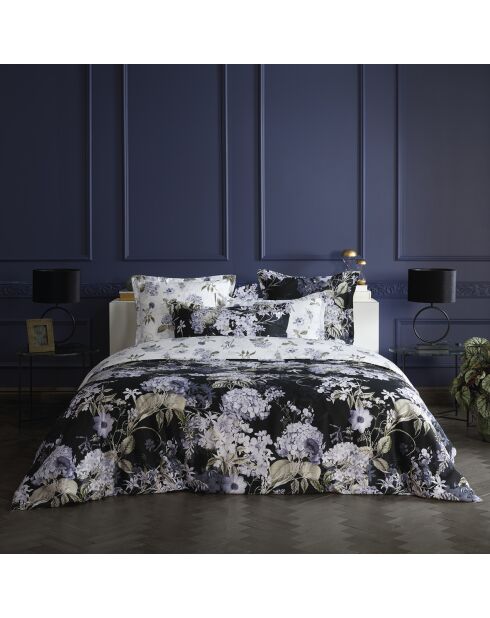 Dunkelblaues Bettbezug-Set aus Baumwollsatin Hortensia