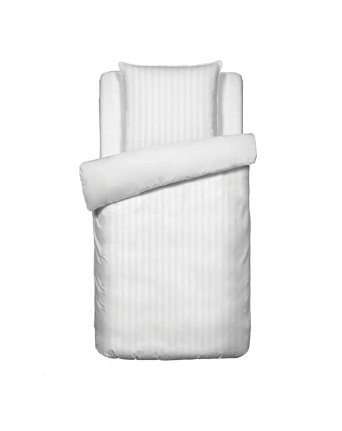 Weißes Bettbezug-Set aus gewebtem Baumwollsatin mit Streifenmuster von Dobby Stripe