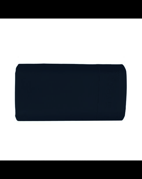 Sábana encimera de satén de algodón azul liso 11