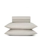 Set laken + hoeslaken + rechthoekige kussenslopen katoen satijn elegante strepen taupe