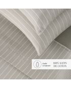 Set laken + hoeslaken + rechthoekige kussenslopen katoen satijn elegante strepen taupe