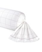 Taie de traversin satin de coton Carreaux blanc/taupe - 43x210 cm