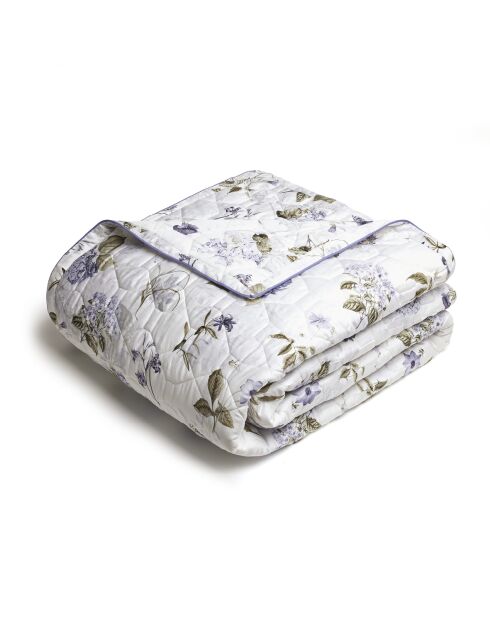 Couvre-lit satin de coton Hortensia blanc - 220x250 cm