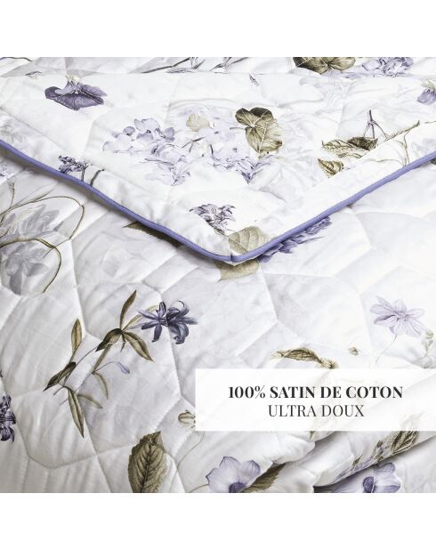 Couvre-lit satin de coton Hortensia blanc - 220x250 cm