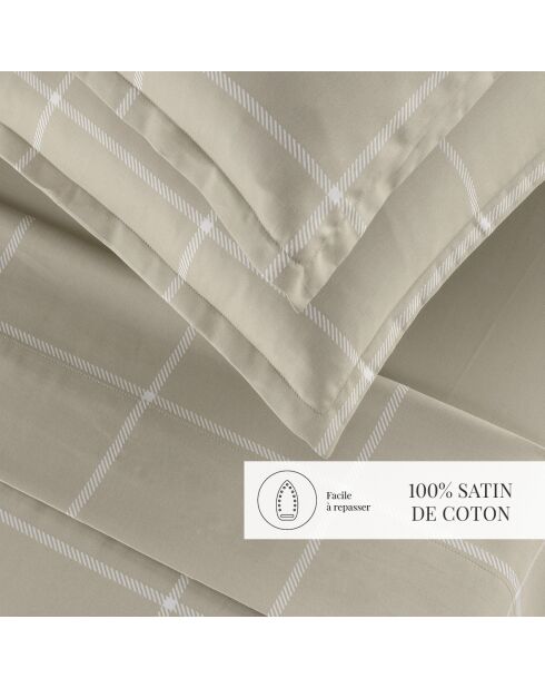 Set aus 2 Kissenbezügen aus Baumwollsatin Amélia taupe - 2 x (50 x 70 cm)