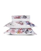 Parure petit drap plat + drap housse + taies rectangles satin de coton Fleurs éclatantes blanc