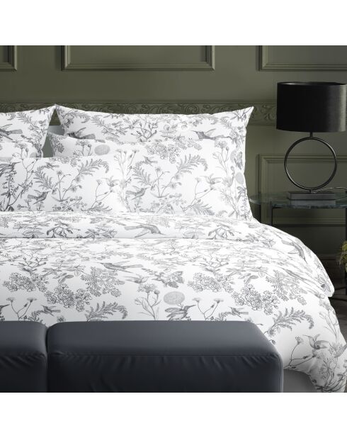 Colibri Bettbezug-Set aus Baumwollsatin mit Blumenmuster in Schwarz und Grau