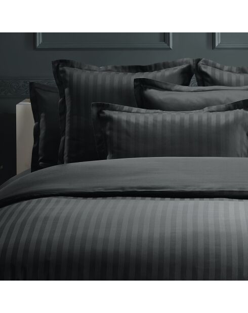 Plat laken katoen satijn dobby stripe Dobby stripe geweven zwart