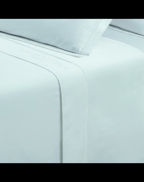 Drap plat satin de coton Uni blanc 01 - 240x300 cm