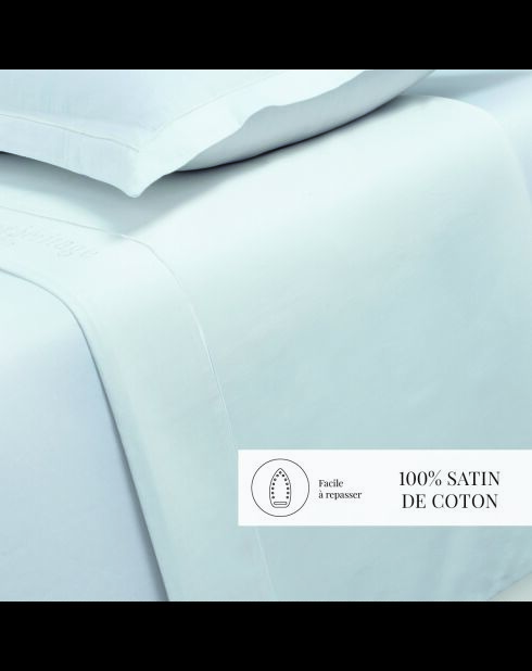 Drap plat satin de coton Uni blanc 01 - 240x300 cm