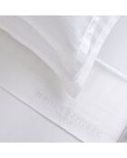 Set Bettlaken + Spannbetttuch + rechteckige Kissenbezüge Baumwollsatin rechteckig Jacquard-Dobby-Streifen gewebt weiß
