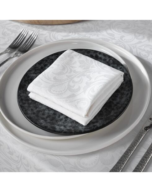 Set de 4 serviettes tissé Jacquard Baroque blanches - 4x(50x50 cm)