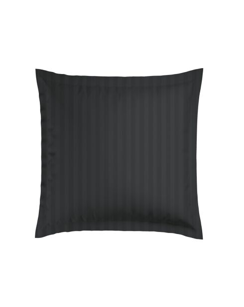Set aus 2 schwarzen Kissenbezügen aus Baumwollsatin, gewebt, Dobby Stripe, 63 x 63 cm
