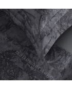 Parure petit drap plat + drap housse + taies rectangles satin de coton Jardin Botanique gris foncé