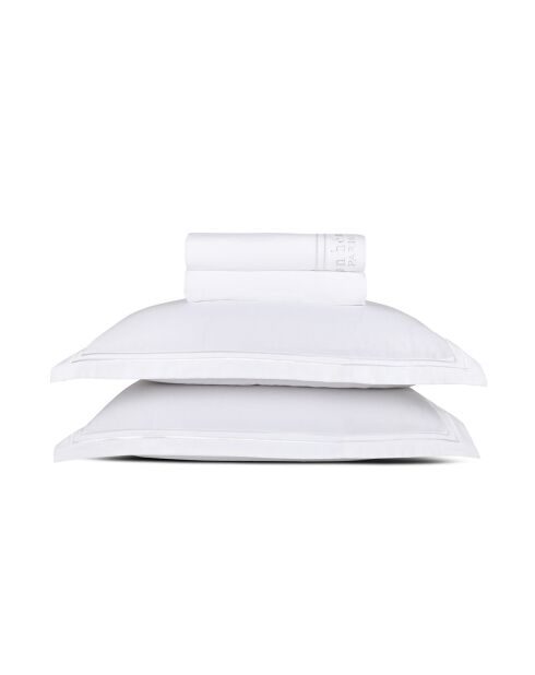 Set maxi: sábana encimera, sábana bajera y fundas de almohada rectangulares, satén de algodón blanco parisino