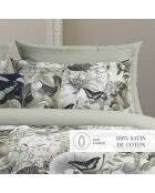 Parure housse de couette satin de coton Jardin orné vert tilleul