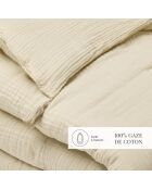 Steppdecke mit Quasten Baumwollgaze Uni taupe 07 - 140x200 cm