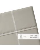 Parure maxi drap plat + drap housse + taies carrées satin de coton Amélia taupe