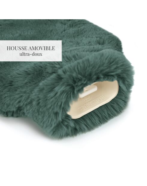 Bouillotte avec housse Uni verte - 20x33 cm