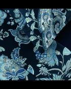 Parure petit drap plat + drap housse + taies rectangles satin de coton Kashmir bleu foncé