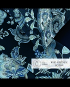 Parure petit drap plat + drap housse + taies rectangles satin de coton Kashmir bleu foncé