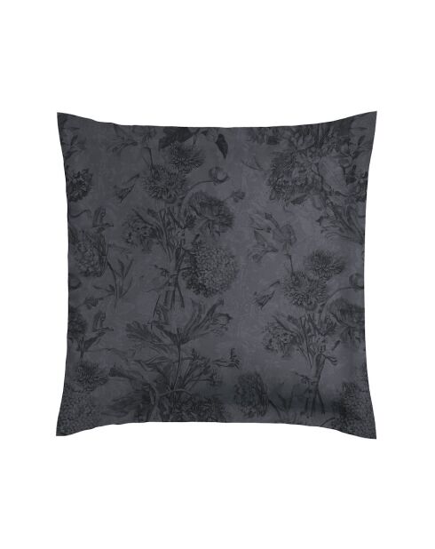 Juego de 2 fundas de almohada satinadas de algodón para jardín botánico de color gris oscuro, 2 x 63 x 63 cm